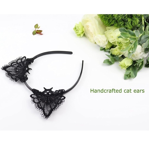 Exquisite Sweet Lace Cat Ears Headband Black-Plastic Halloween Costume - Picture 6 of 7